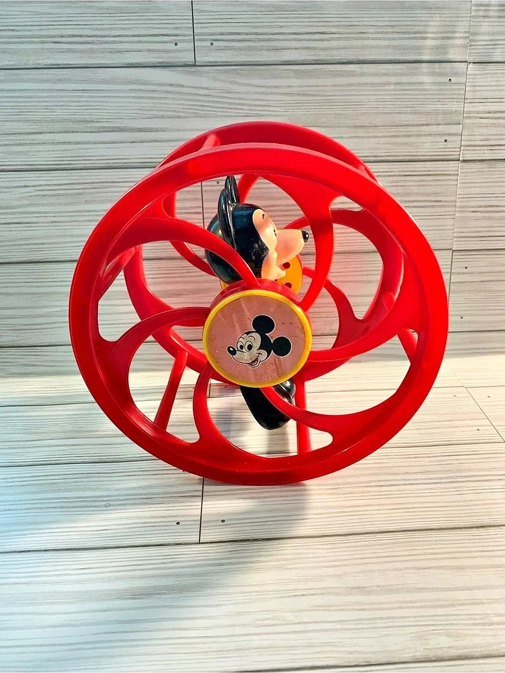 Disney Vintage Mickey Mouse Tumbling Wheel Toy